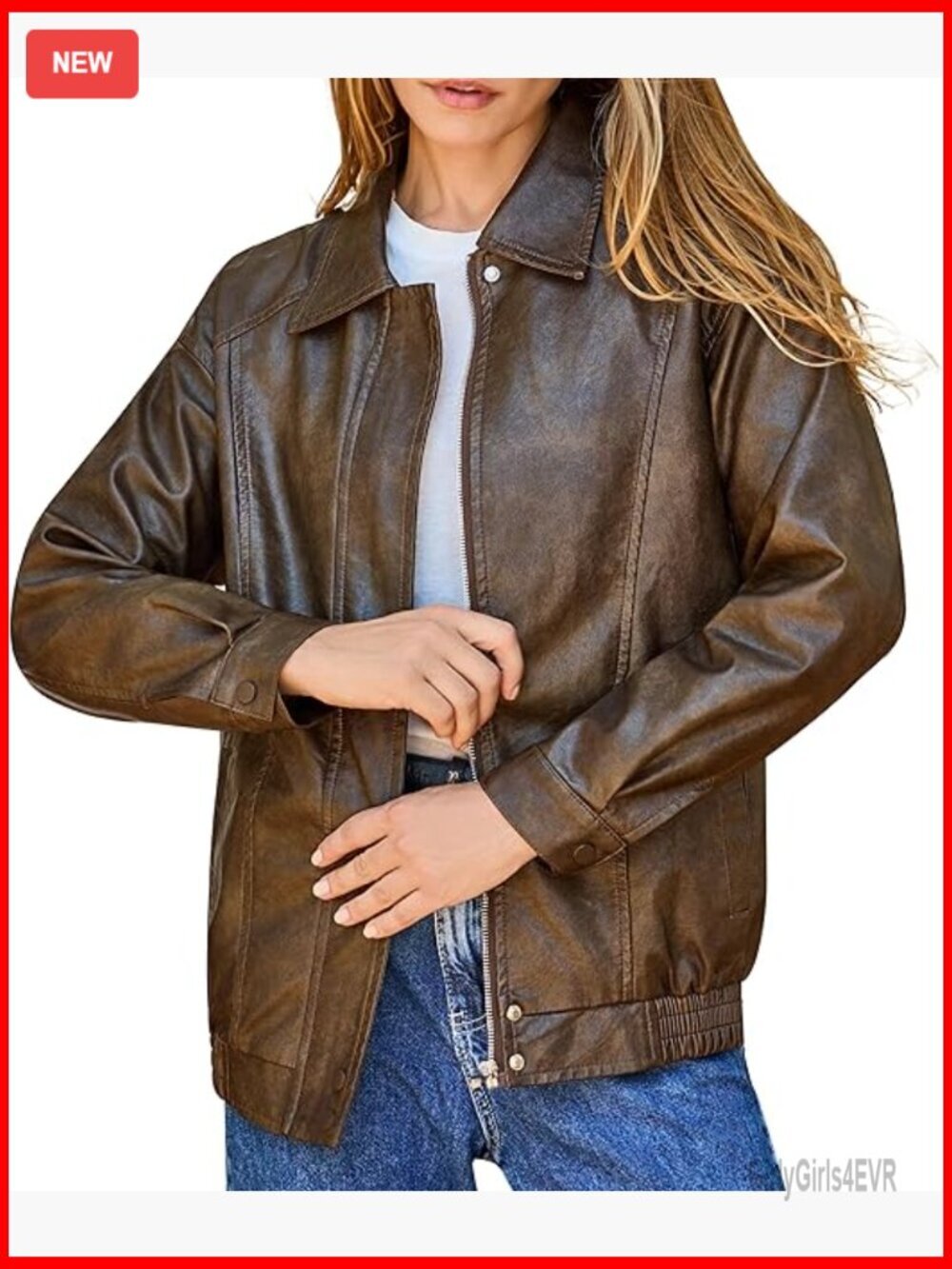 Plus Size Oversized Faux Leather Bomber Jacket Street Style Casual